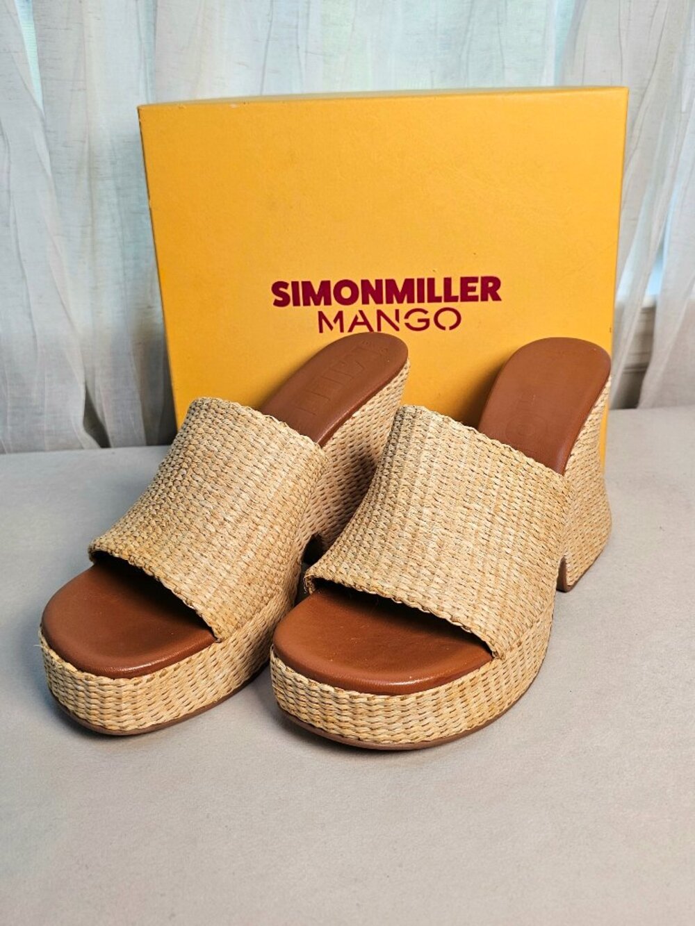Simon Miller x Mango Raffia Platform Sandals Natural EU 40 NIB